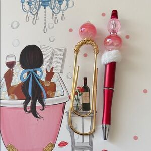 Elegant Red and Gold Pen with Clip